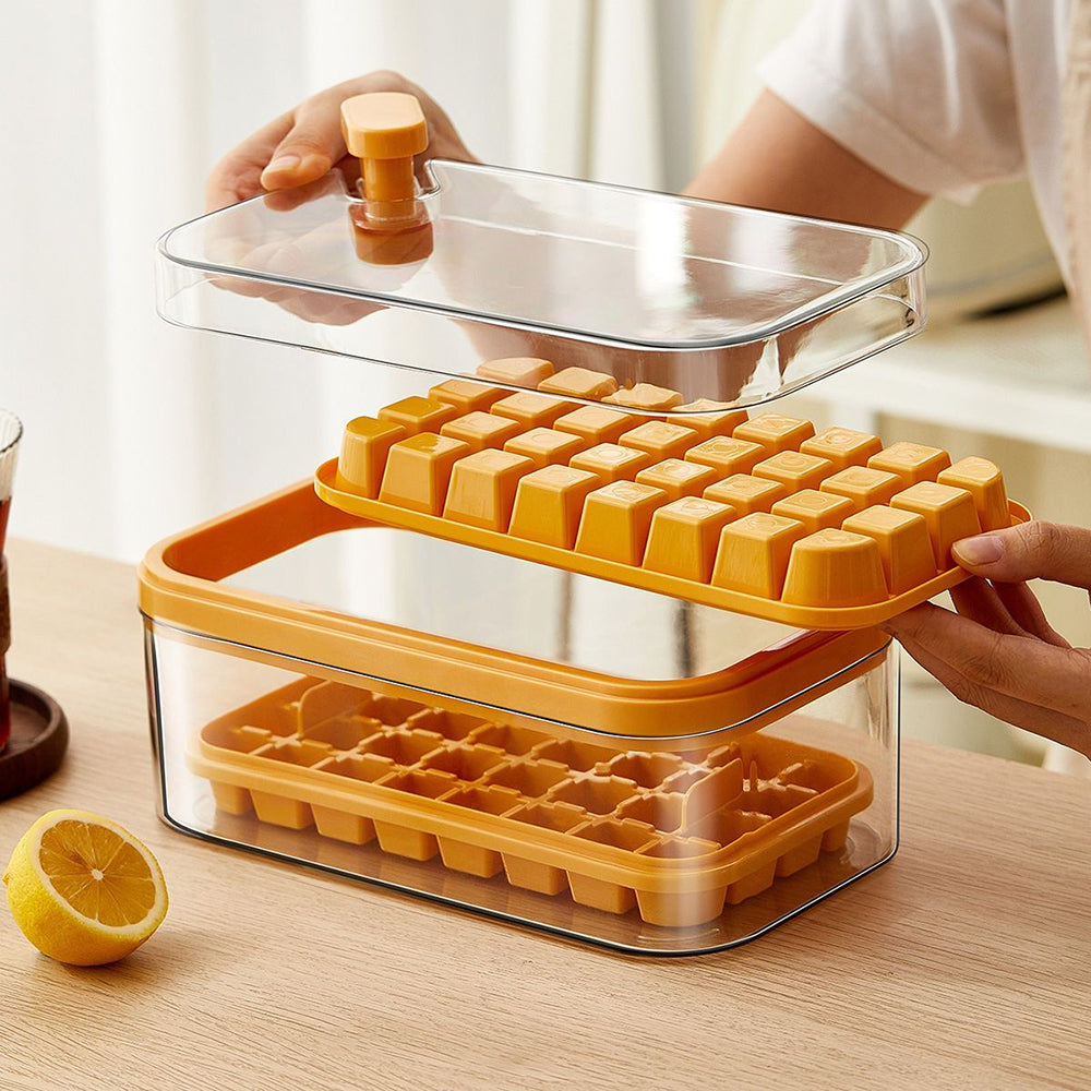 2 Layers One-Button Easy Release 64 pcs Ice Cube Tray_14