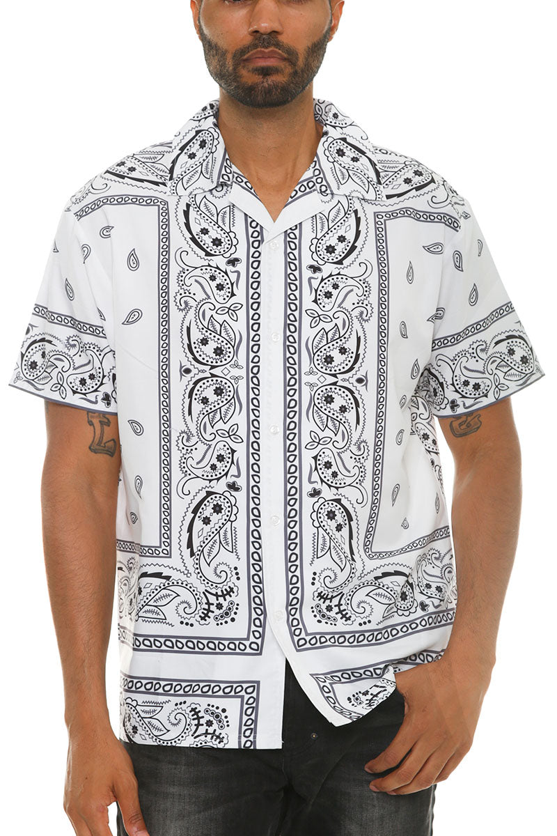 Mens Paisley Print Button Down Shirt