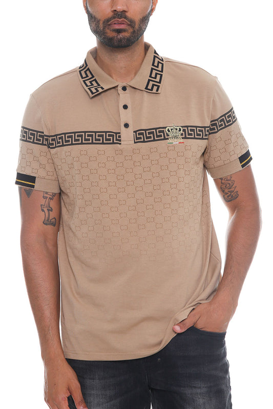 Italian Print Collared Polo Shirt