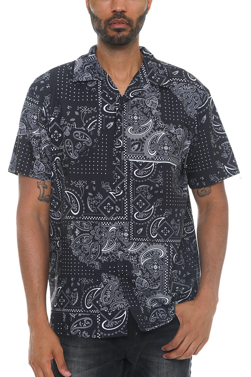 Mens Paisley Print Button Down Shirt