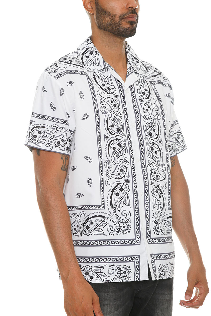 Mens Paisley Print Button Down Shirt