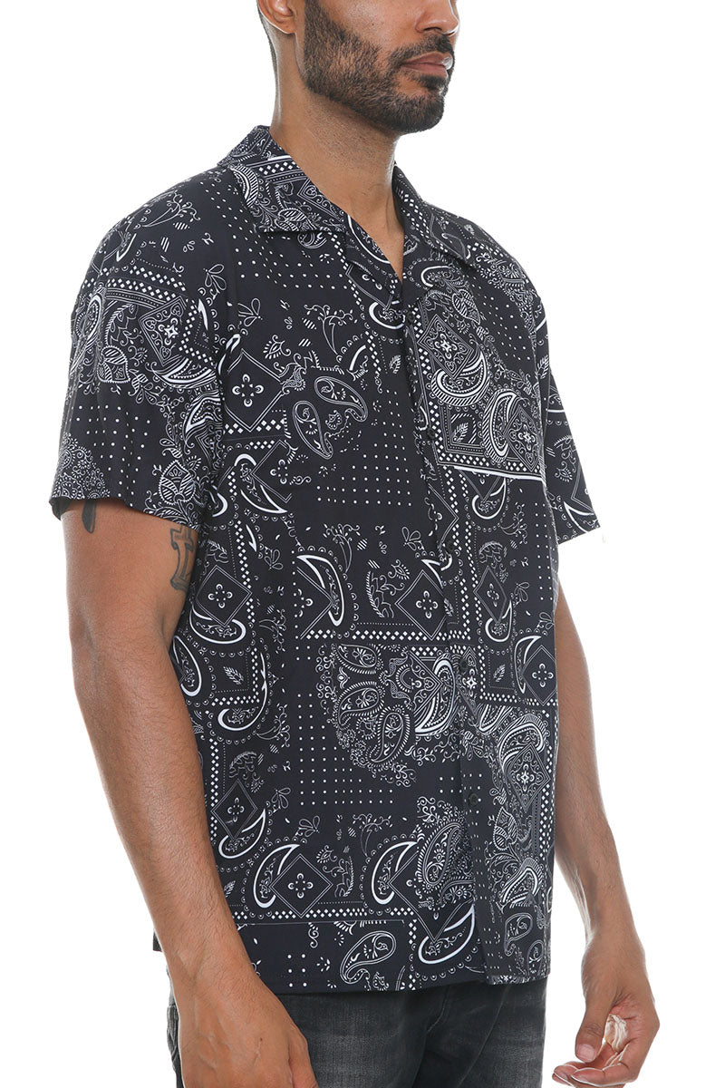 Mens Paisley Print Button Down Shirt