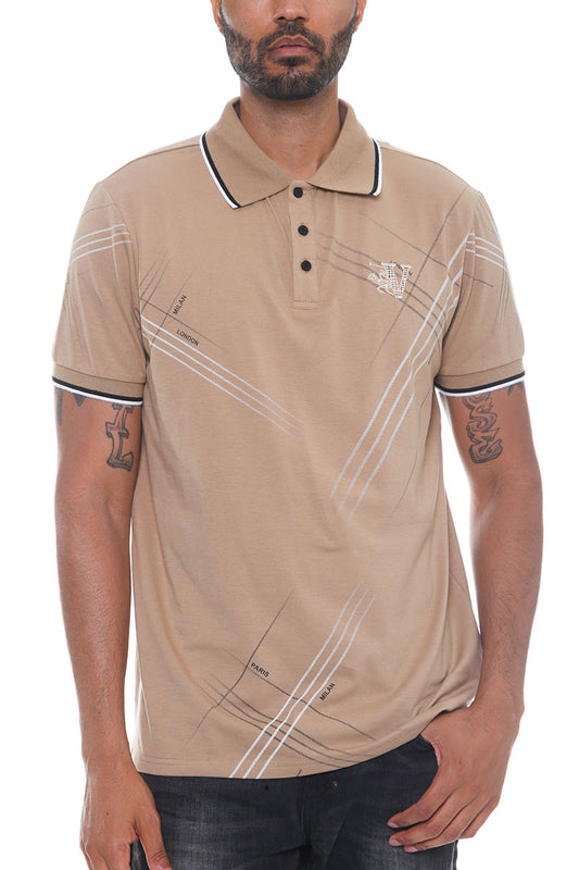 Italian Print Collared Polo Shirt