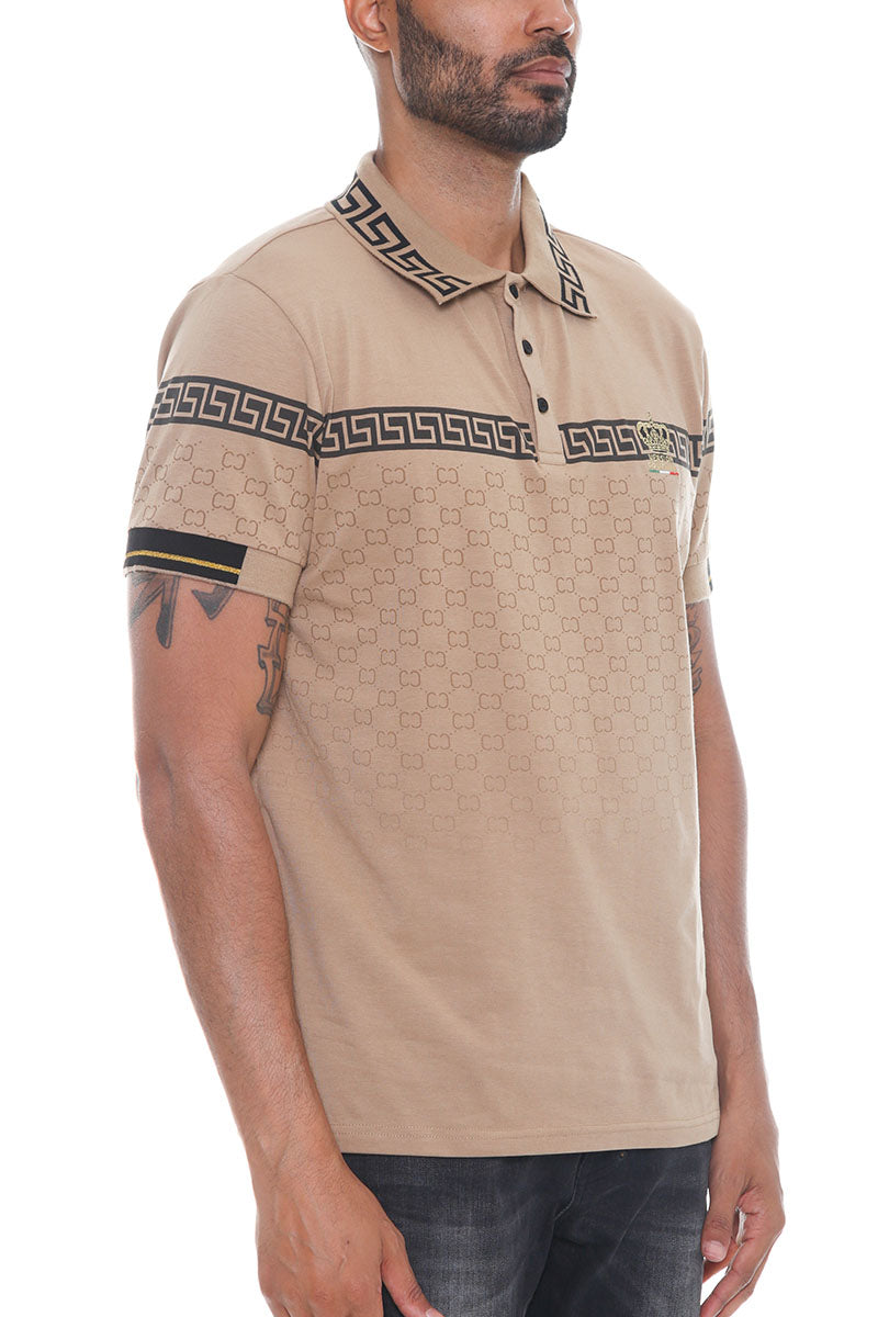 Italian Print Collared Polo Shirt