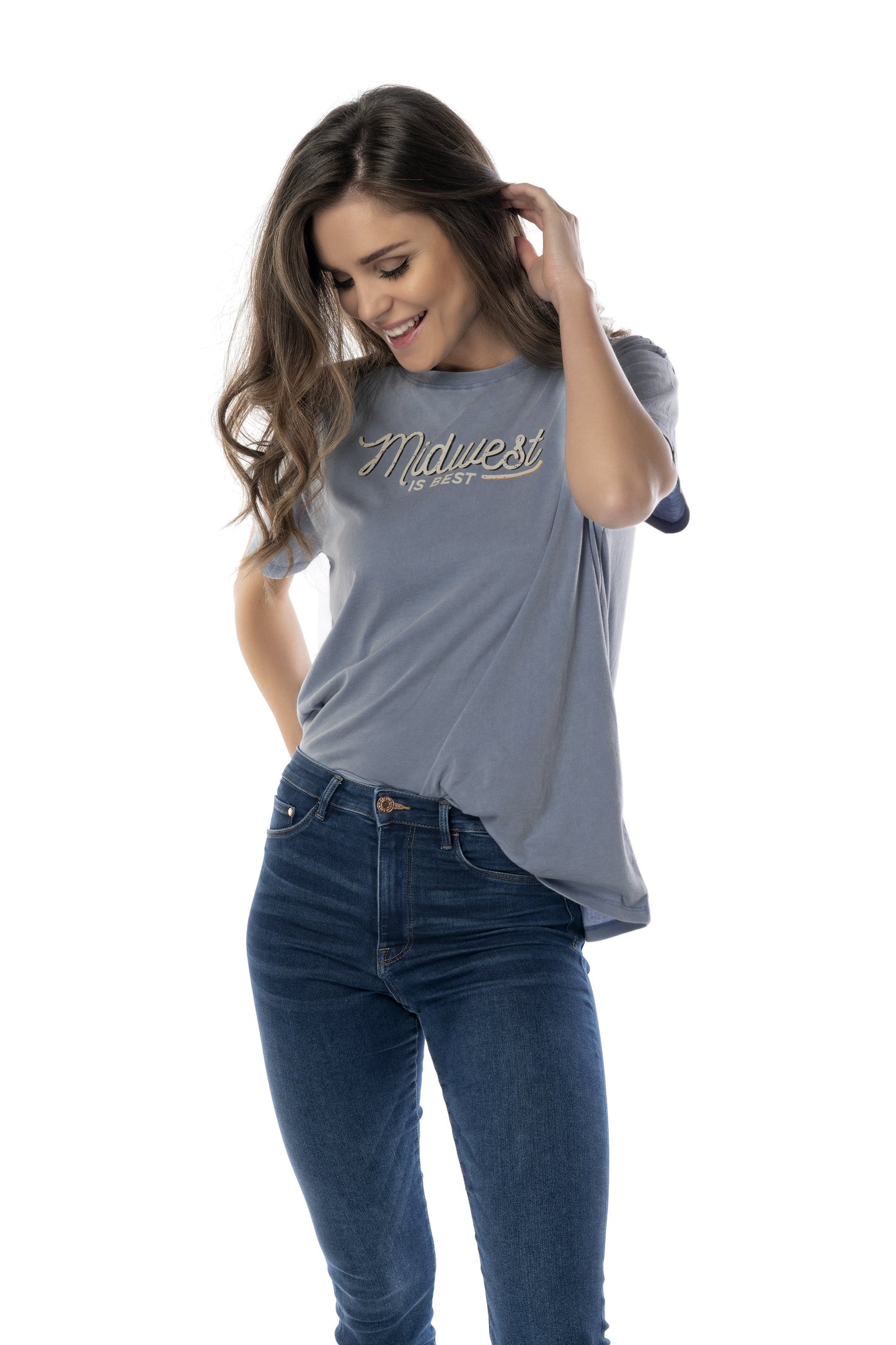 MIDWEST IS BEST TEE-LARGE,BLUE