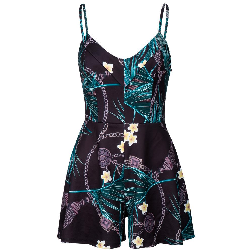 Printed Sleeveless Women Short Romper