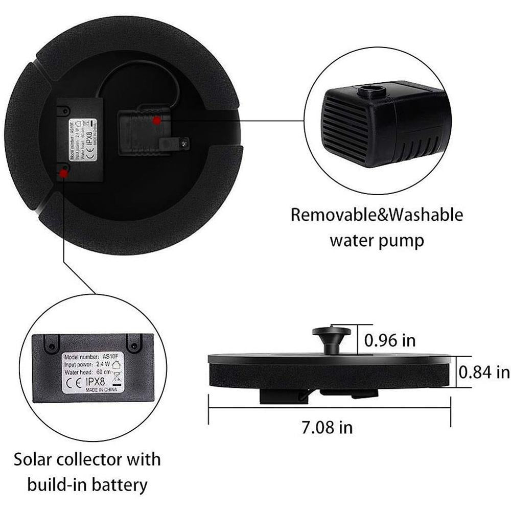 Environmental Friendly Solar Powered Decorative Fountain Birdbath Pump_9