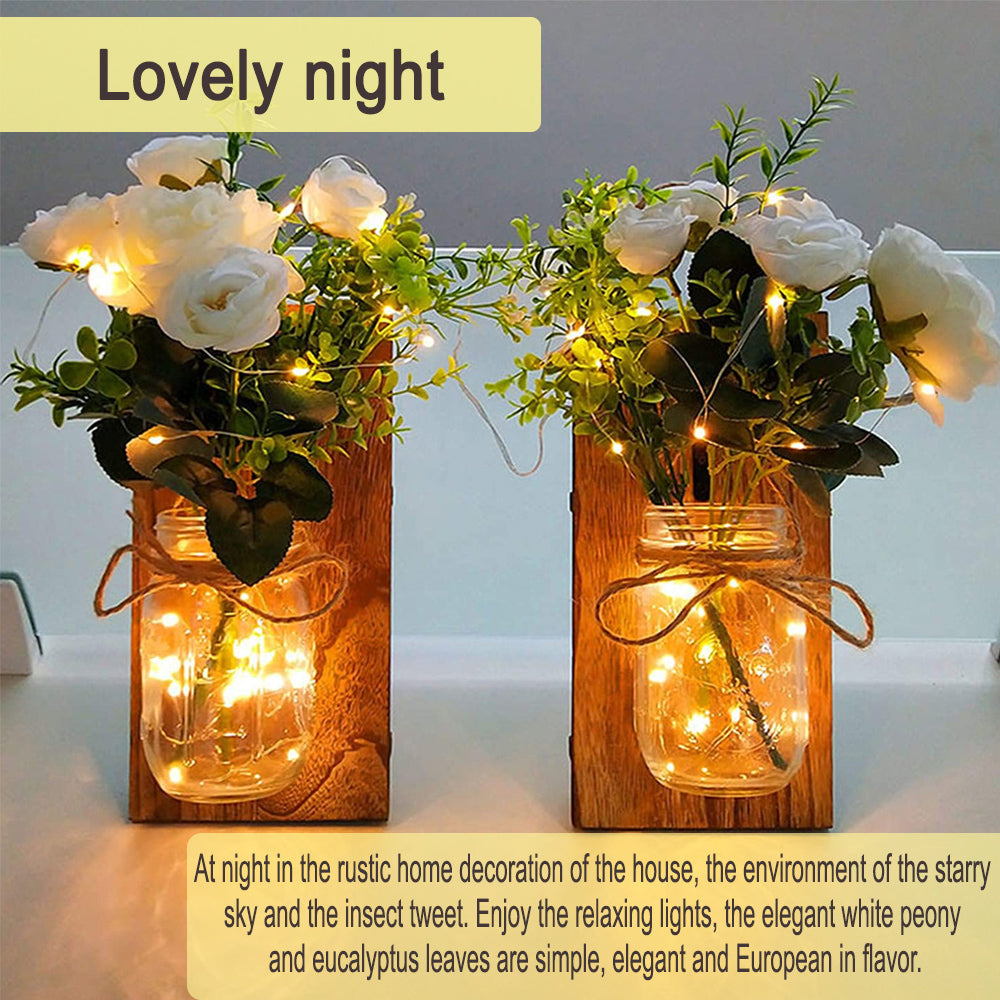 Remote Controlled Rustic Wall Mason Jar Scone Fairy Lights- Battery Powered_11