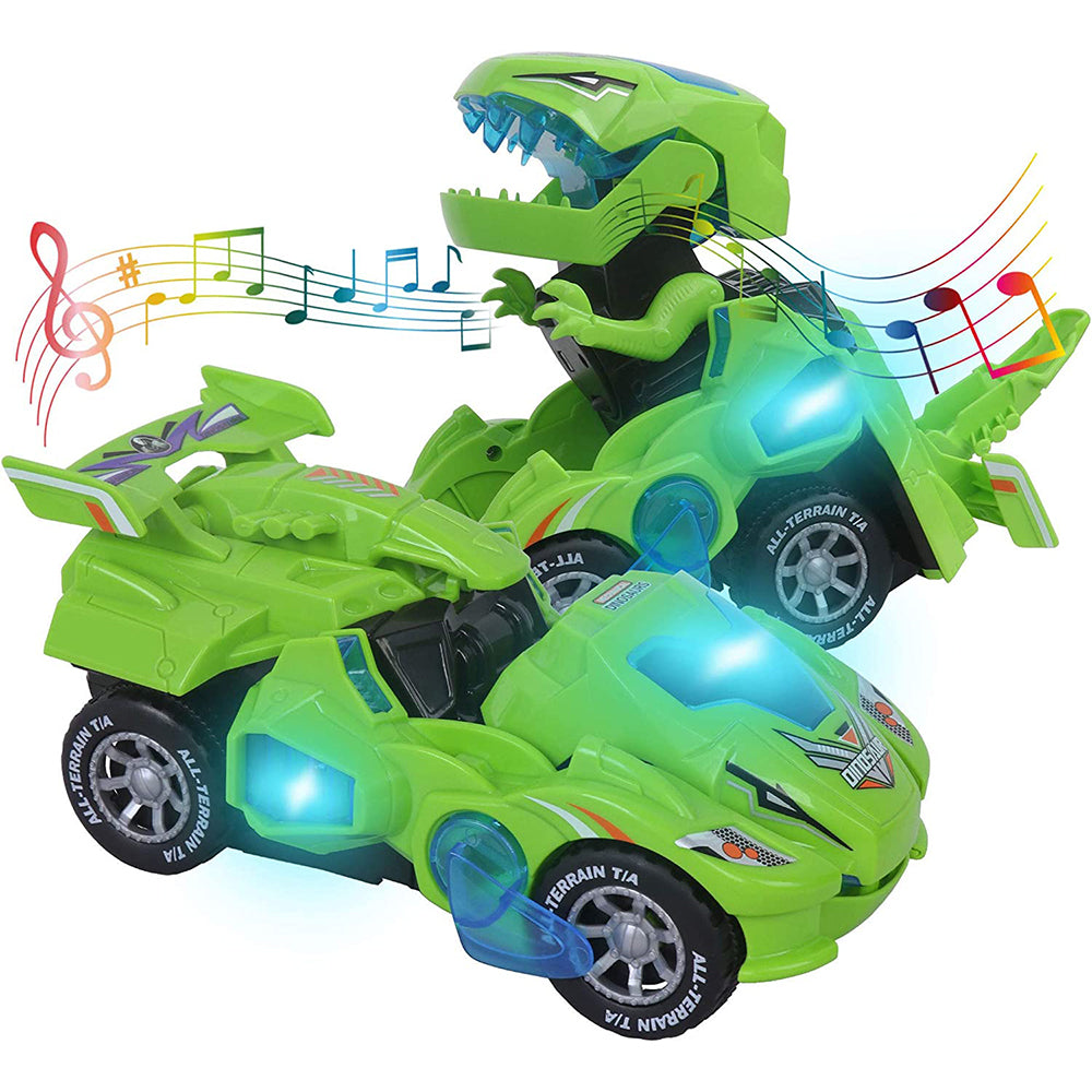 2 IN 1 Automatic Transforming Dinosaur Toy Car with LED Light and Music- Battery Operated_2