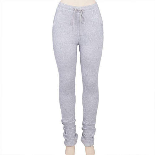 Women Drawstring Casual Extra Long Stacked Pants