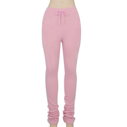 Women Drawstring Casual Extra Long Stacked Pants