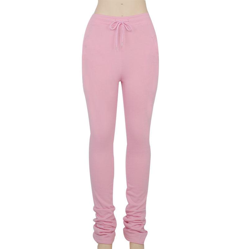 Women Drawstring Casual Extra Long Stacked Pants