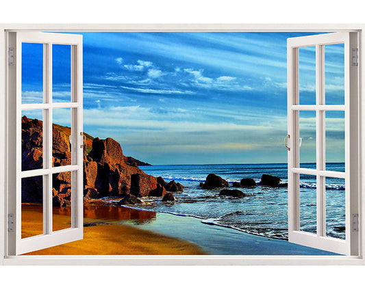 IMPRESSIVE 3D WINDOW WALL DECALS, REMOVABLE WALL STICKERS, WALL DECOR