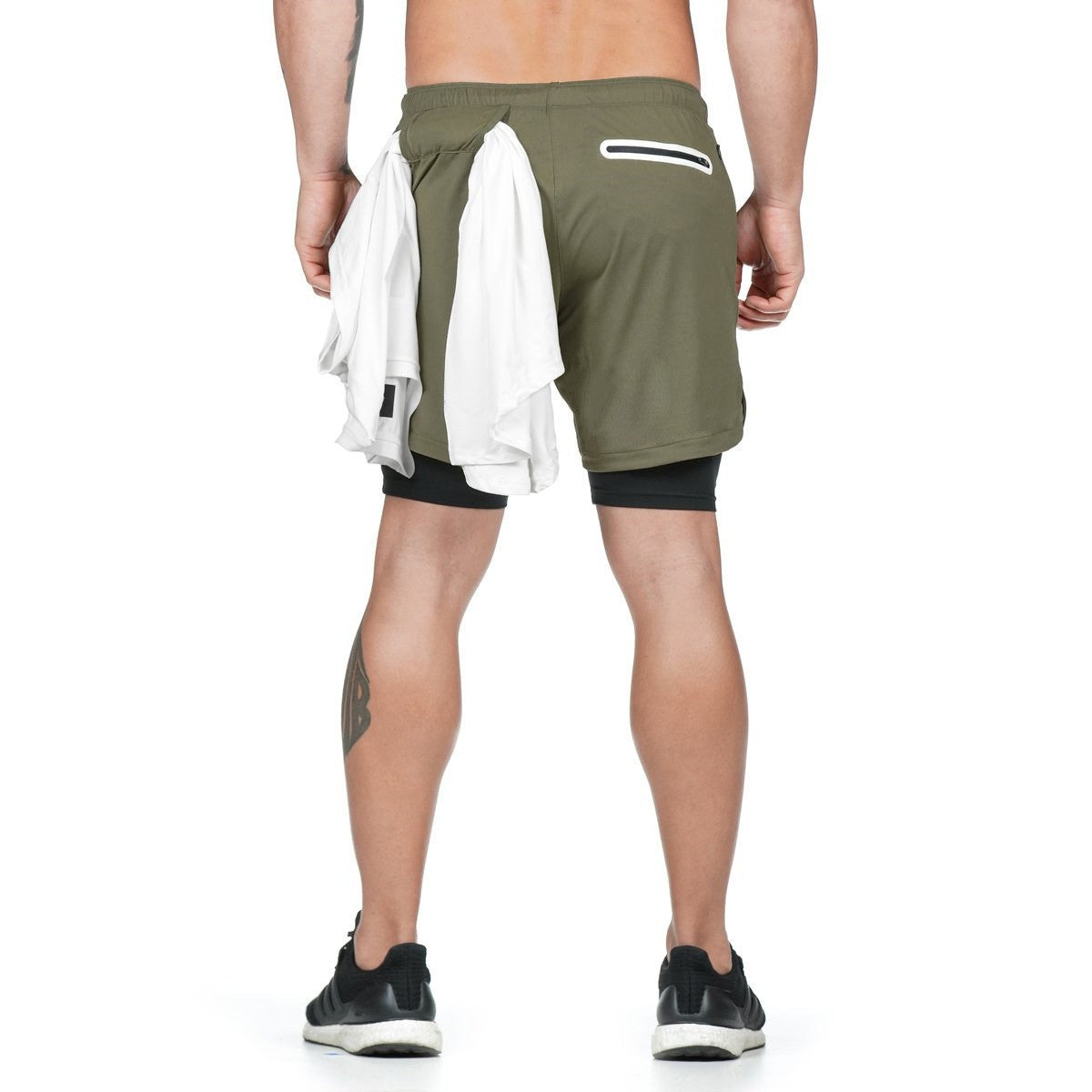 Men 2 in 1 Running Shorts Gym Workout Quick Dry Mens Short with Pocket