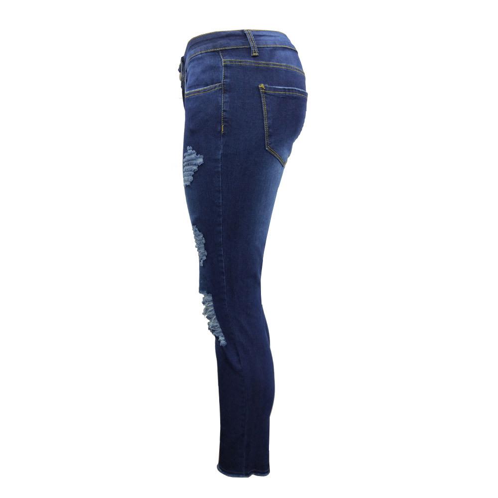 Women's Ripped Mid Rise Destroyed Skinny Jeans