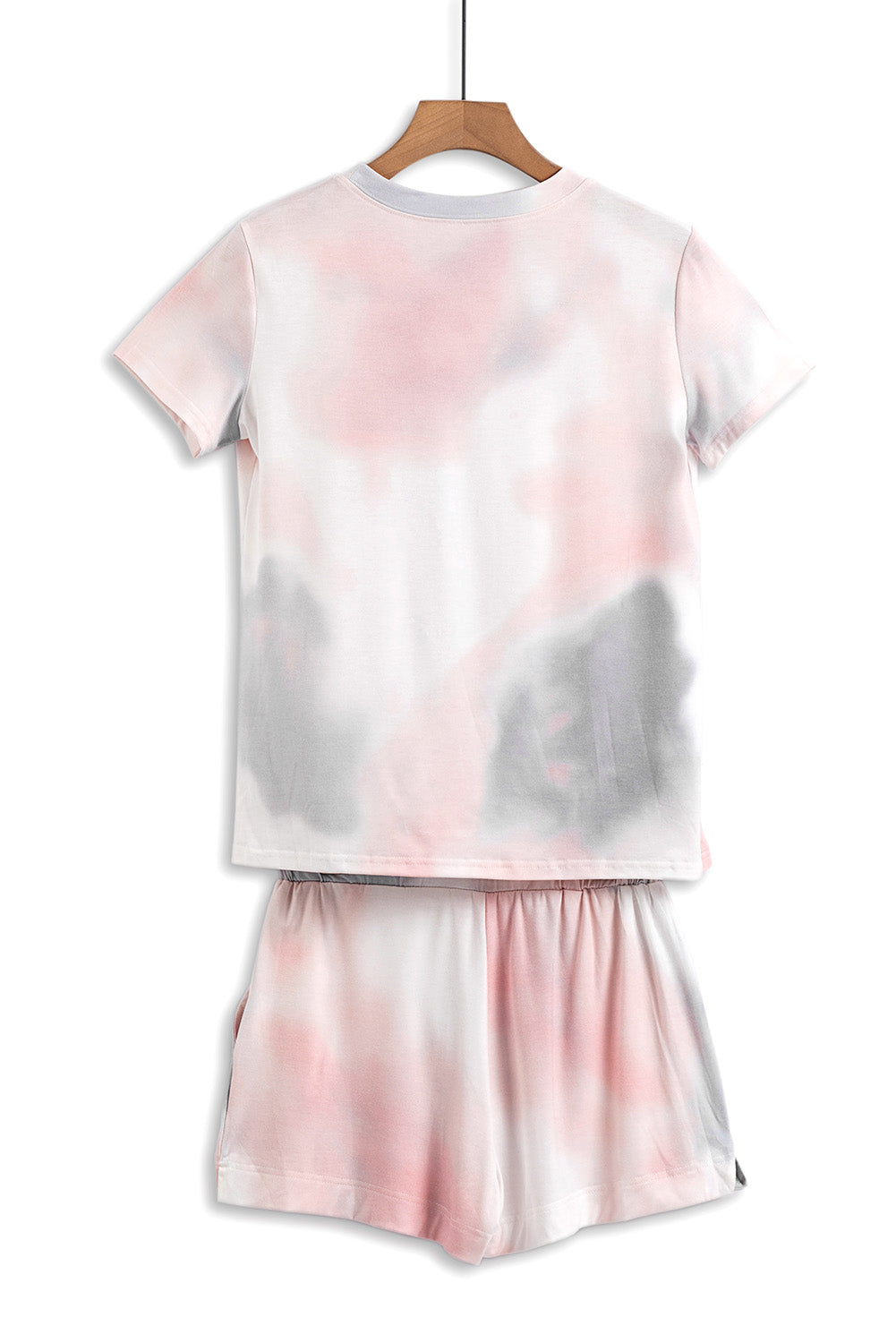 Gray Tie Dye Short Sleeve Tee And Shorts Set