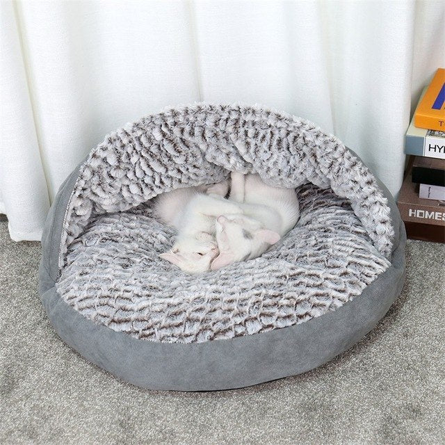 Luxury Pet Dog Bed Round House Super Warm Soft