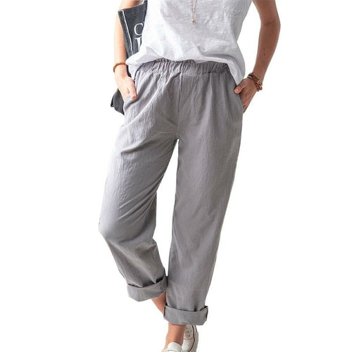 Women Solid Color Drawstring Elastic High Waist Pants