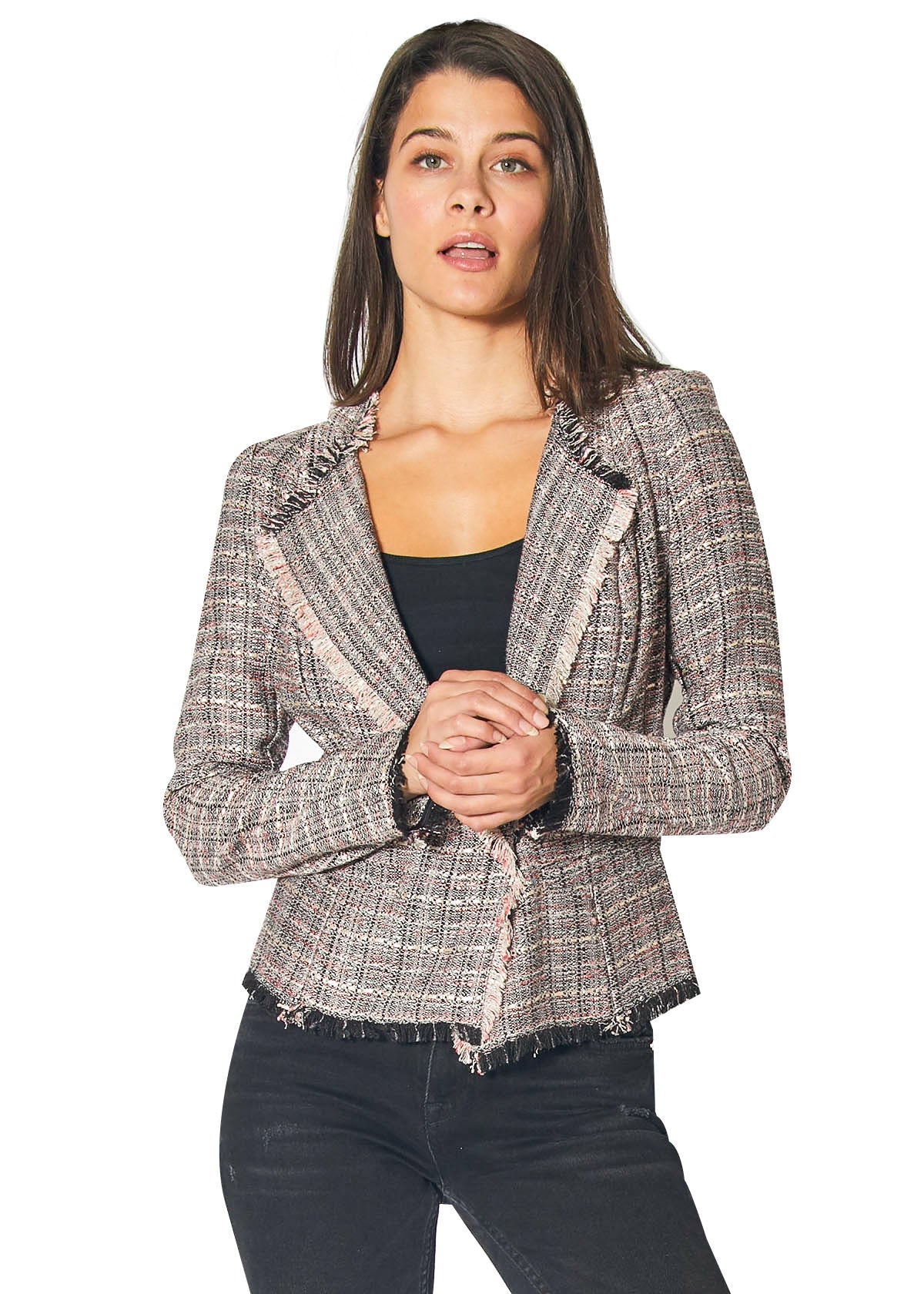 Women's Tweed Jacket in Multi Pink