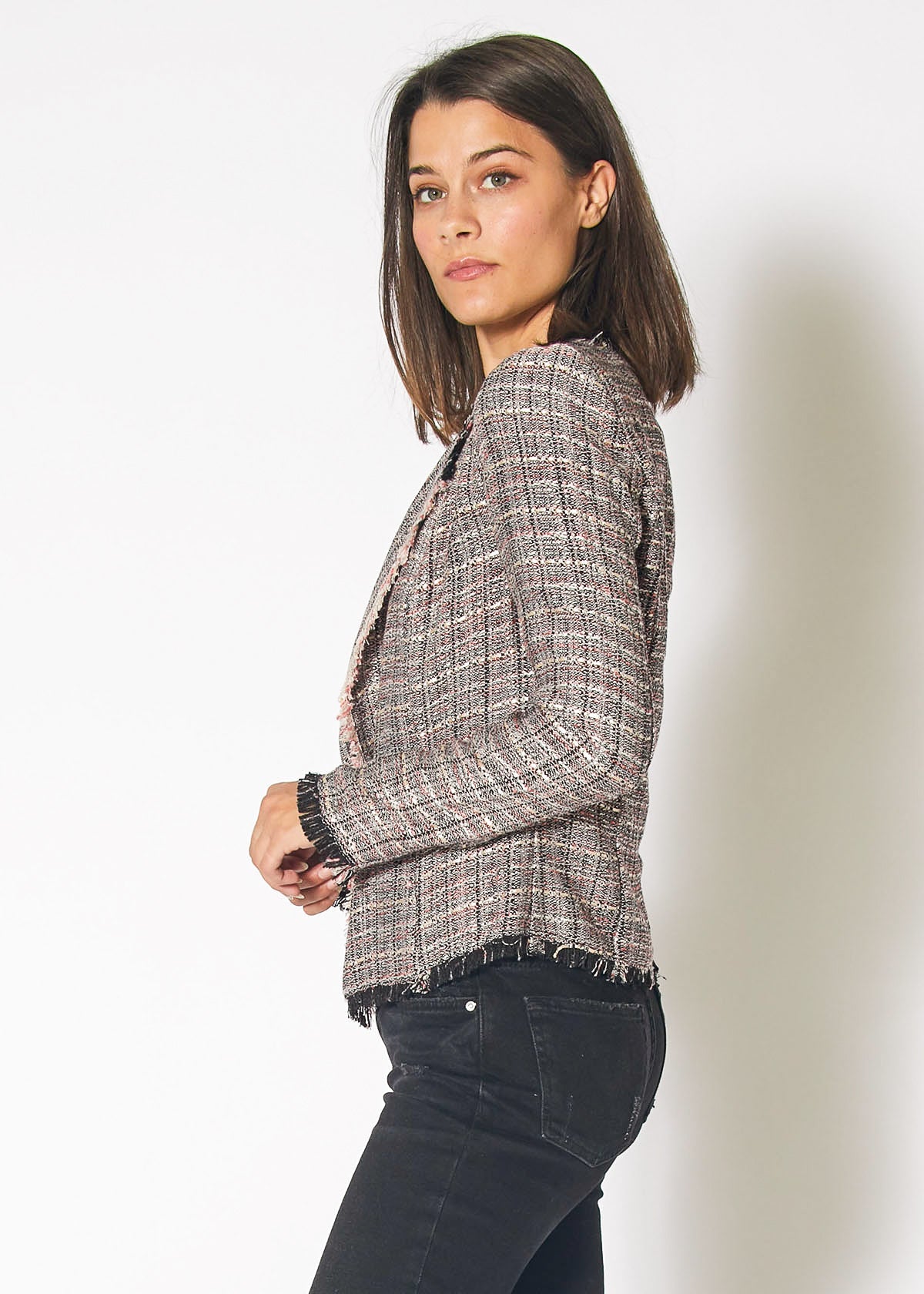 Women's Tweed Jacket in Multi Pink