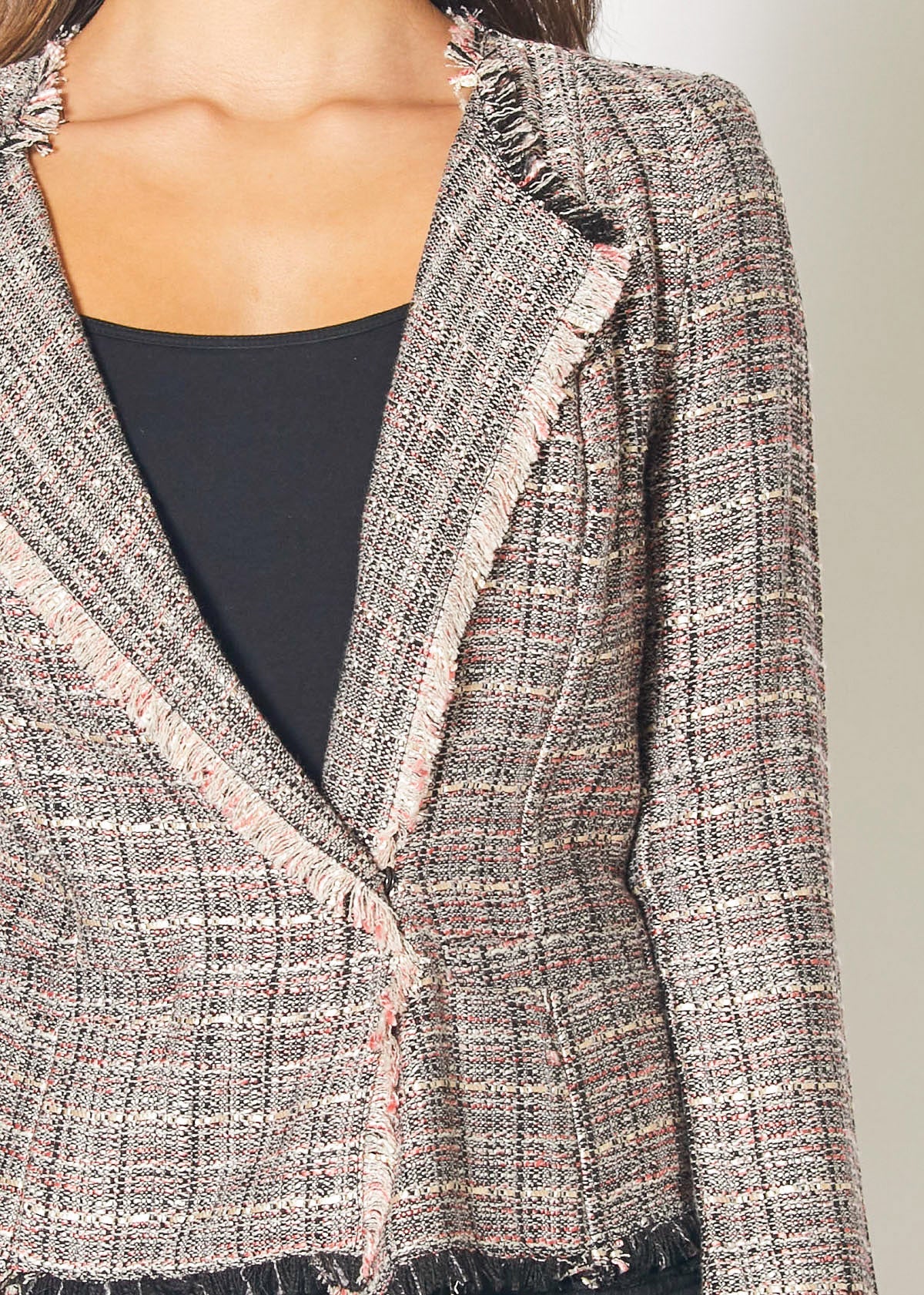 Women's Tweed Jacket in Multi Pink