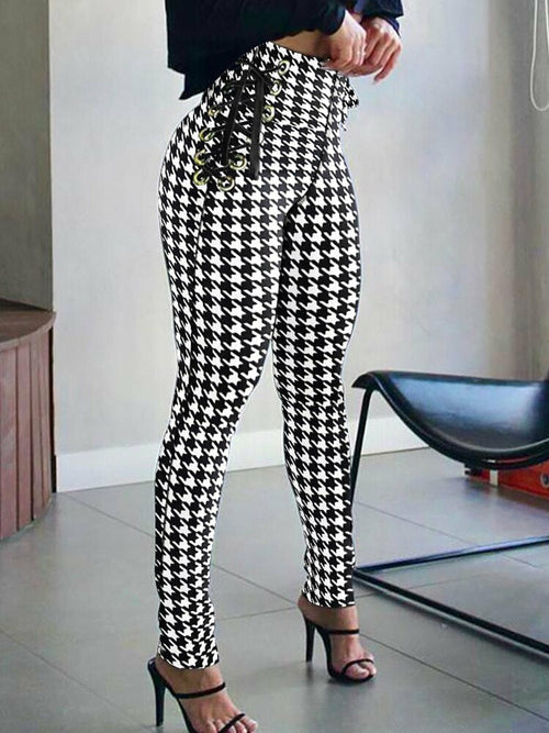 Camouflage Print Long Trouser High Waist Side Eyelet Tie Leggings