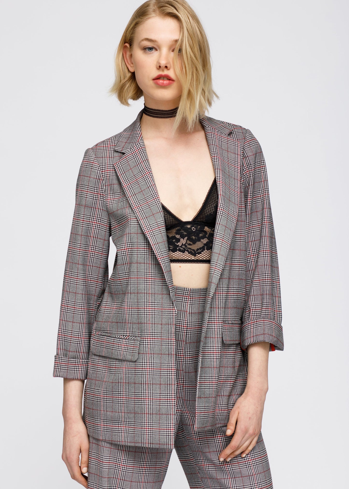 Women's Multi Glen Plaid Blazer In Grey Plaid