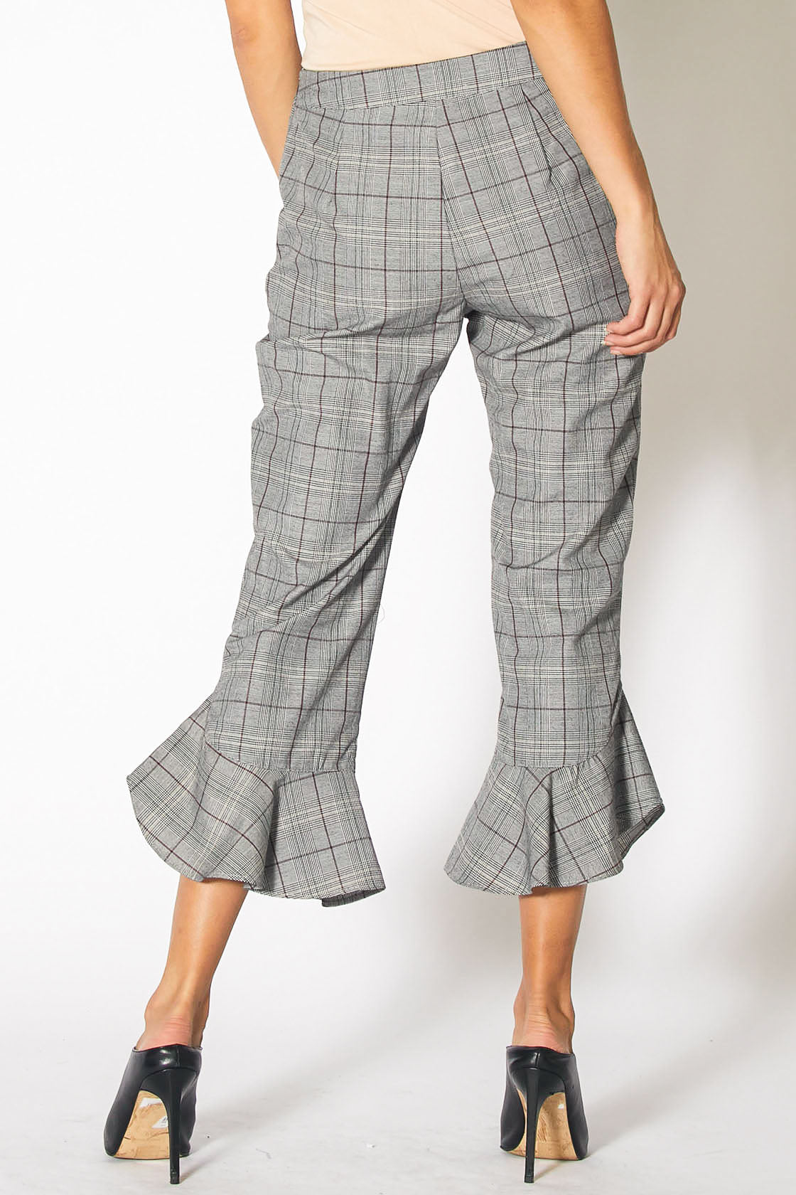 Women's Ruffle Flare Pants In Grey