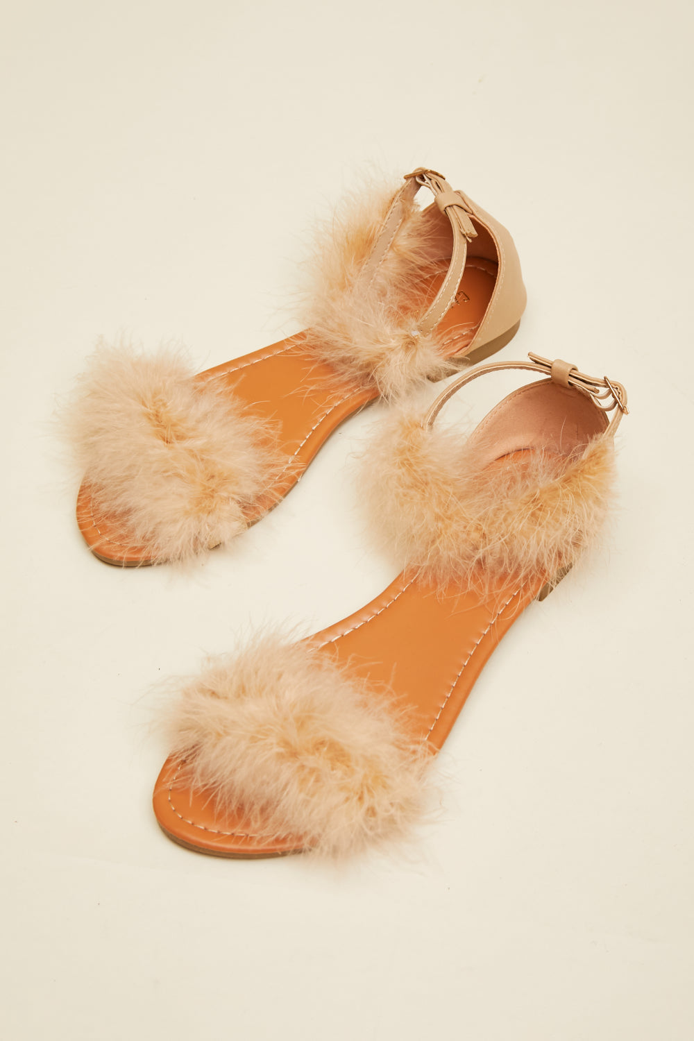 Maribou Feather Flat Sandals