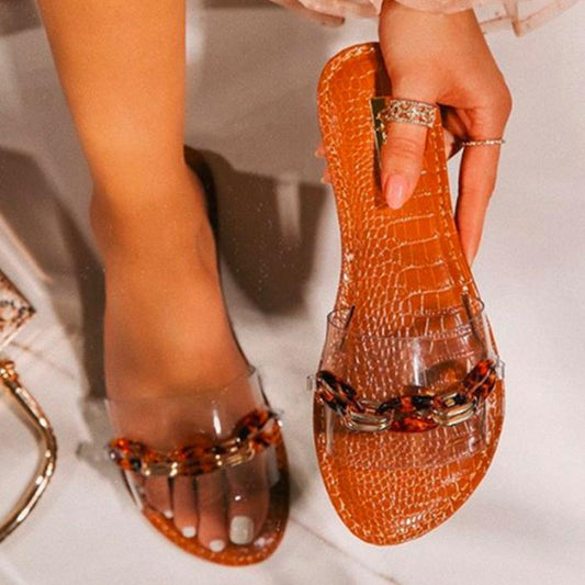 Transparent Summer Women's Sandals Fashion Flat with Slip-On Ladies