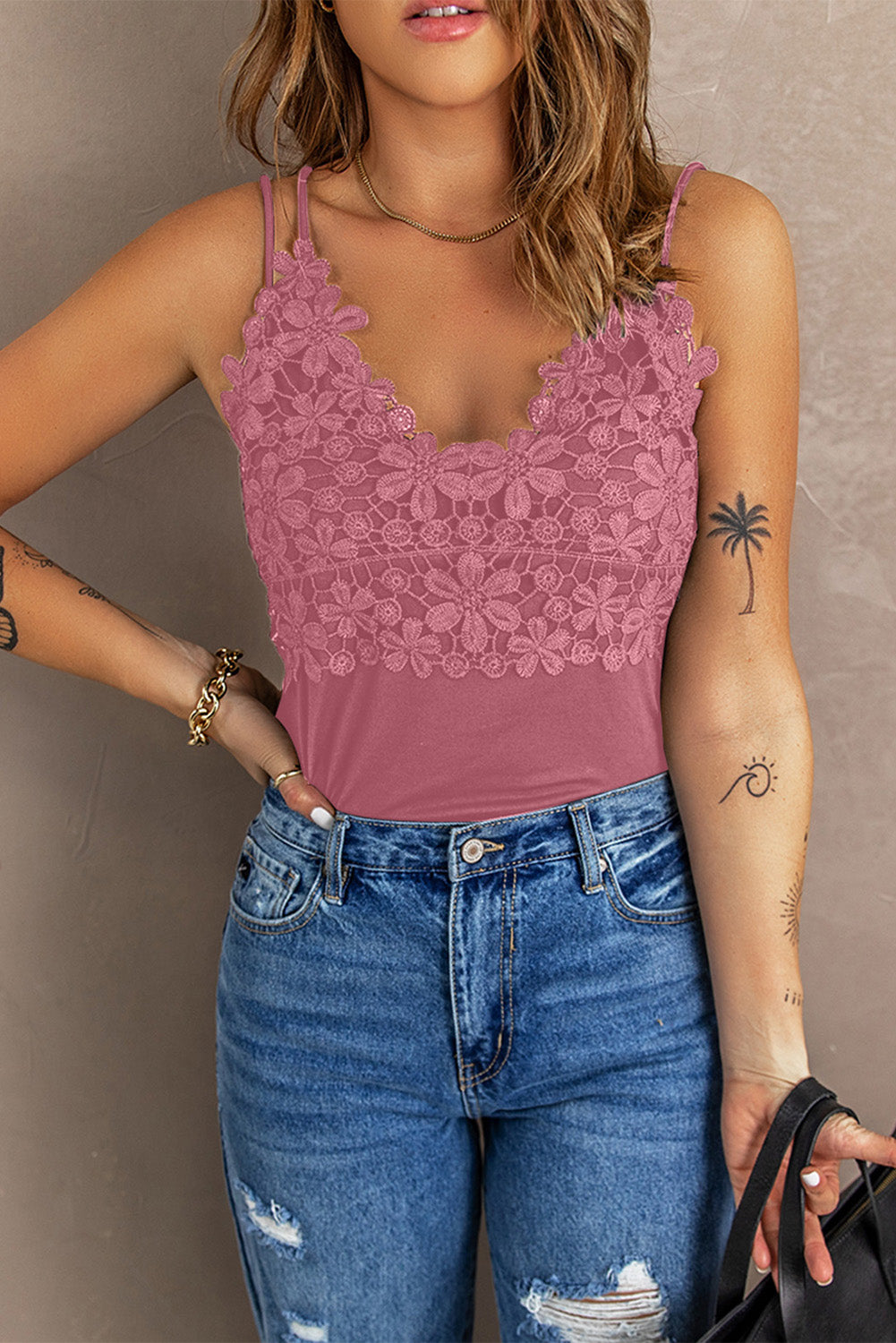 Lace Double Spaghetti Strap Cami Top (more color options)