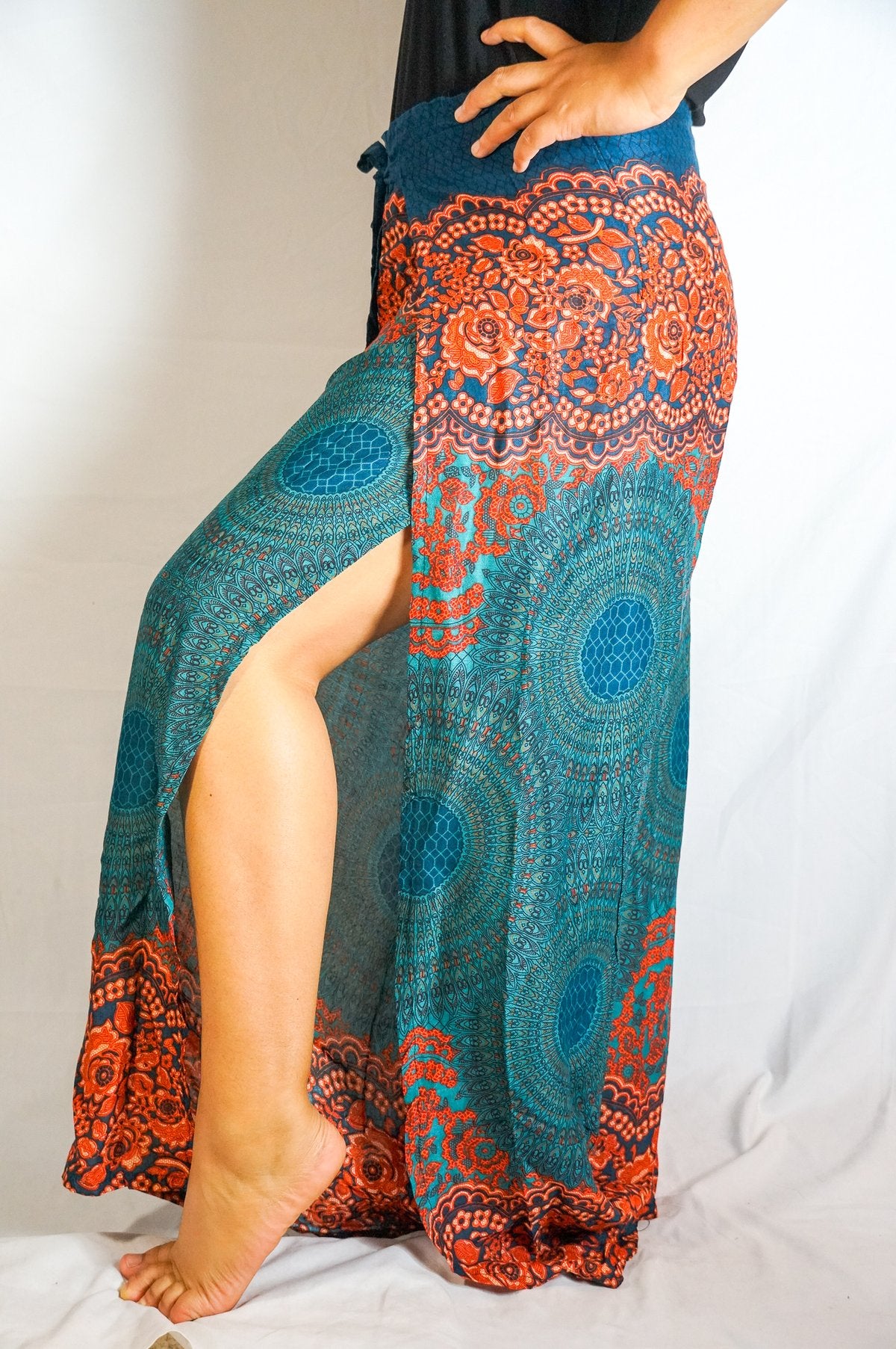 Teal Palazzo Wrap Pants, Hippie Pants, Boho Pants, Harem Flow Pants