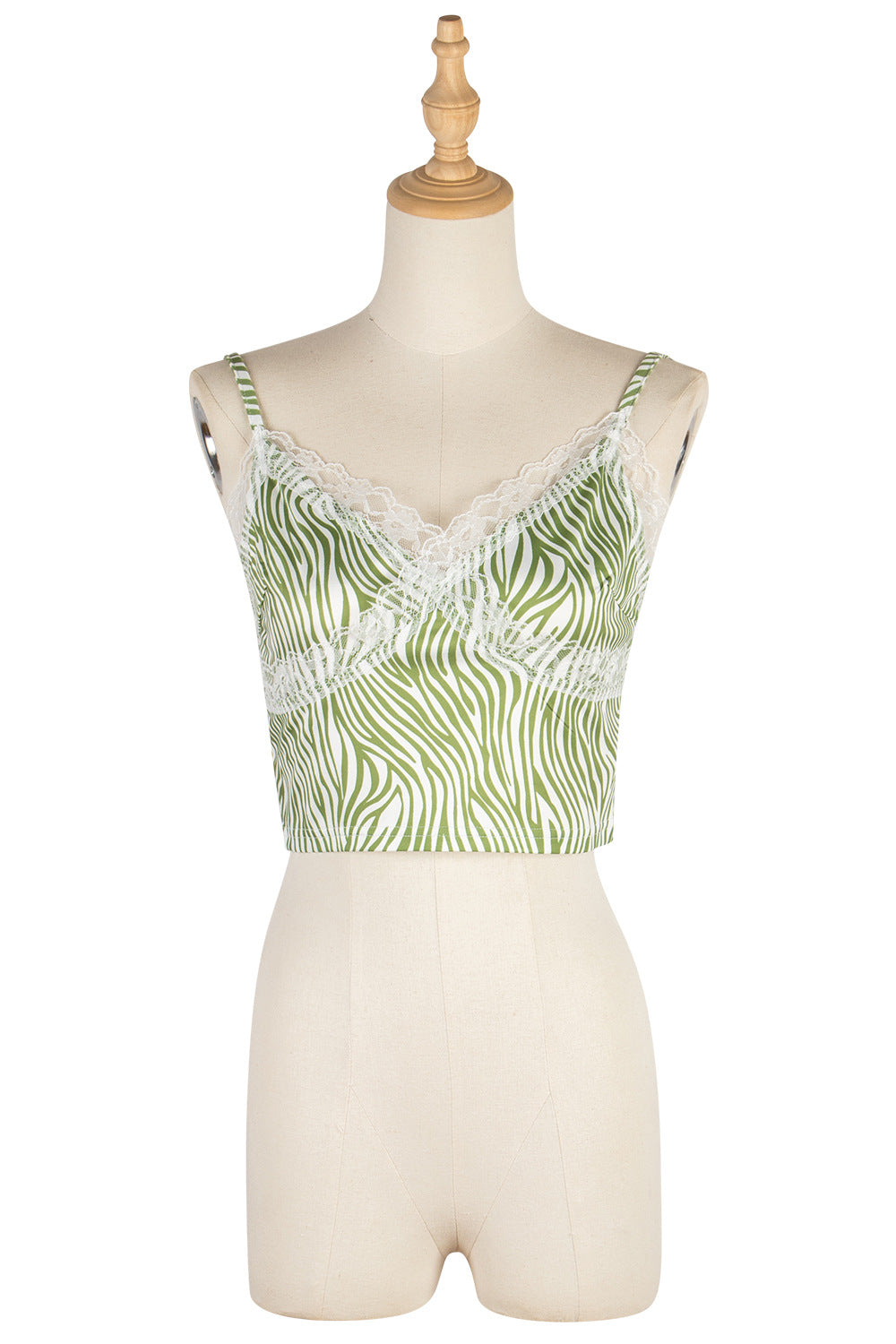 New V-Neck Lace And Thread Print Tank Top