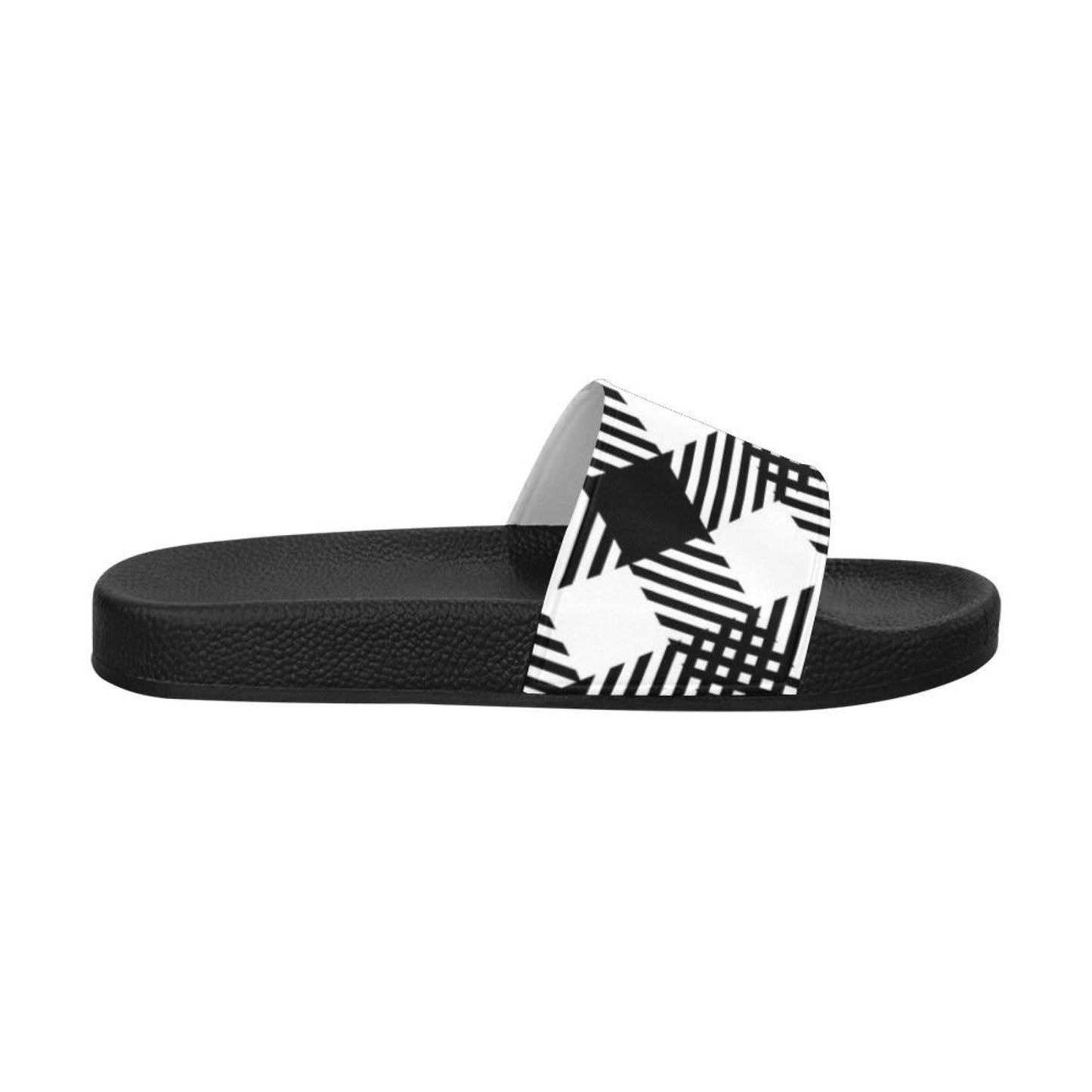 Uniquely You Womens Slides / Flip-Flop Sandals - Black And White Plaid