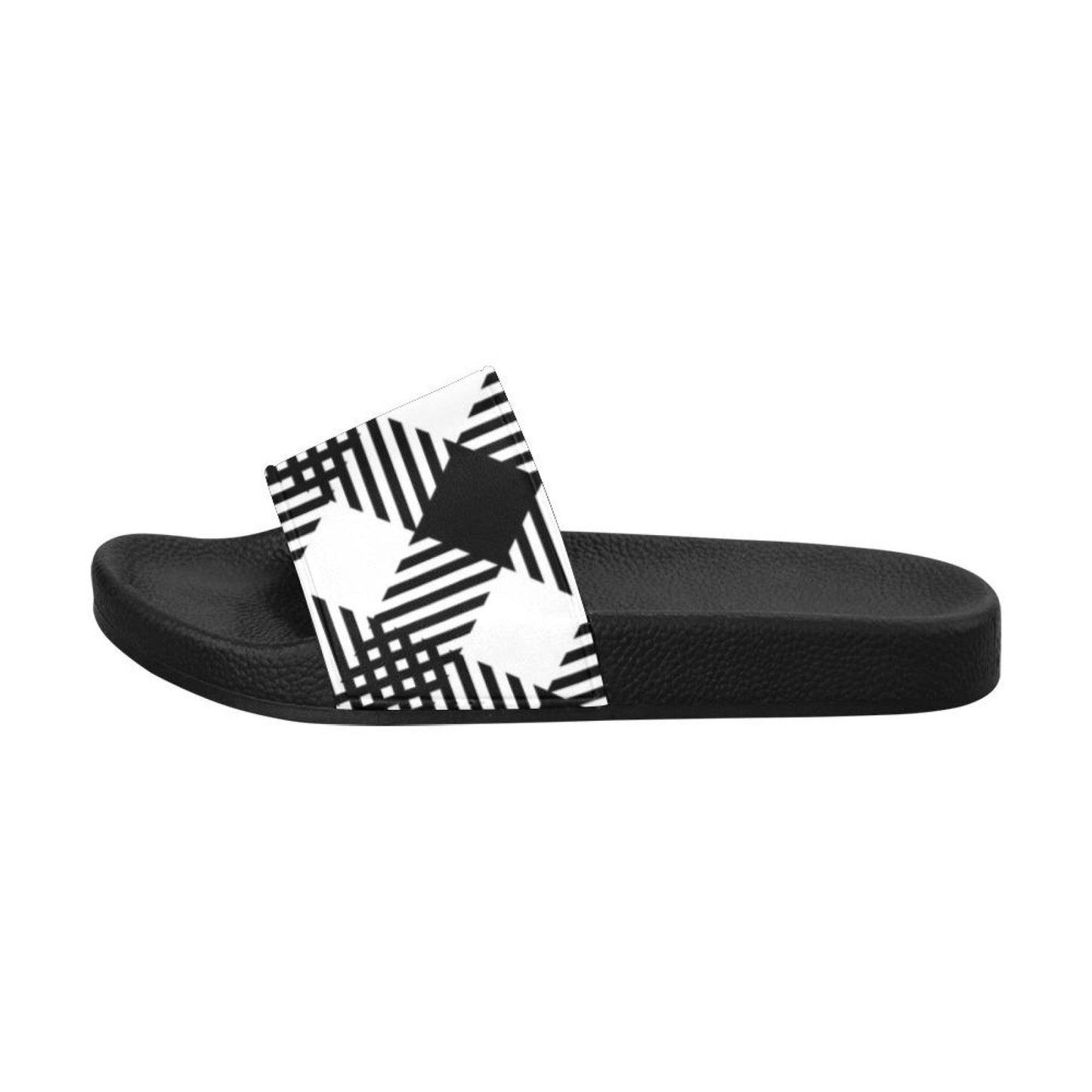 Uniquely You Womens Slides / Flip-Flop Sandals - Black And White Plaid