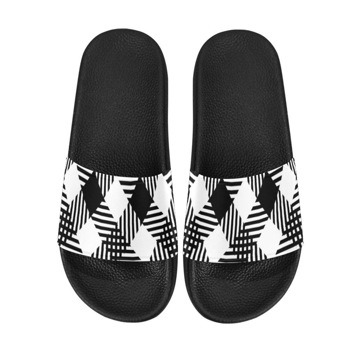 Uniquely You Womens Slides / Flip-Flop Sandals - Black And White Plaid