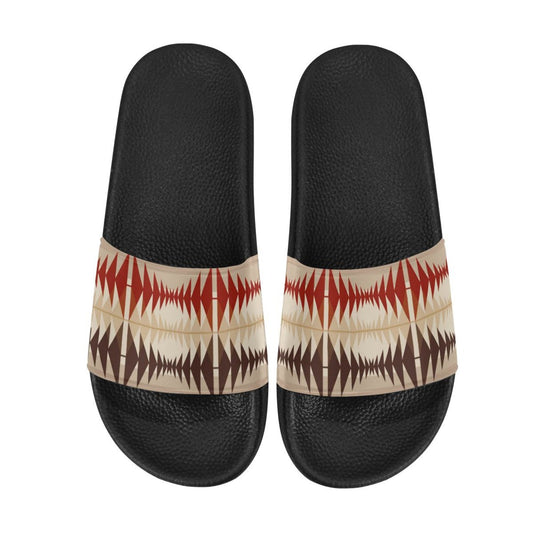 Uniquely You Womens Slides / Flip-Flop Sandals - Brown And Beige Aztec