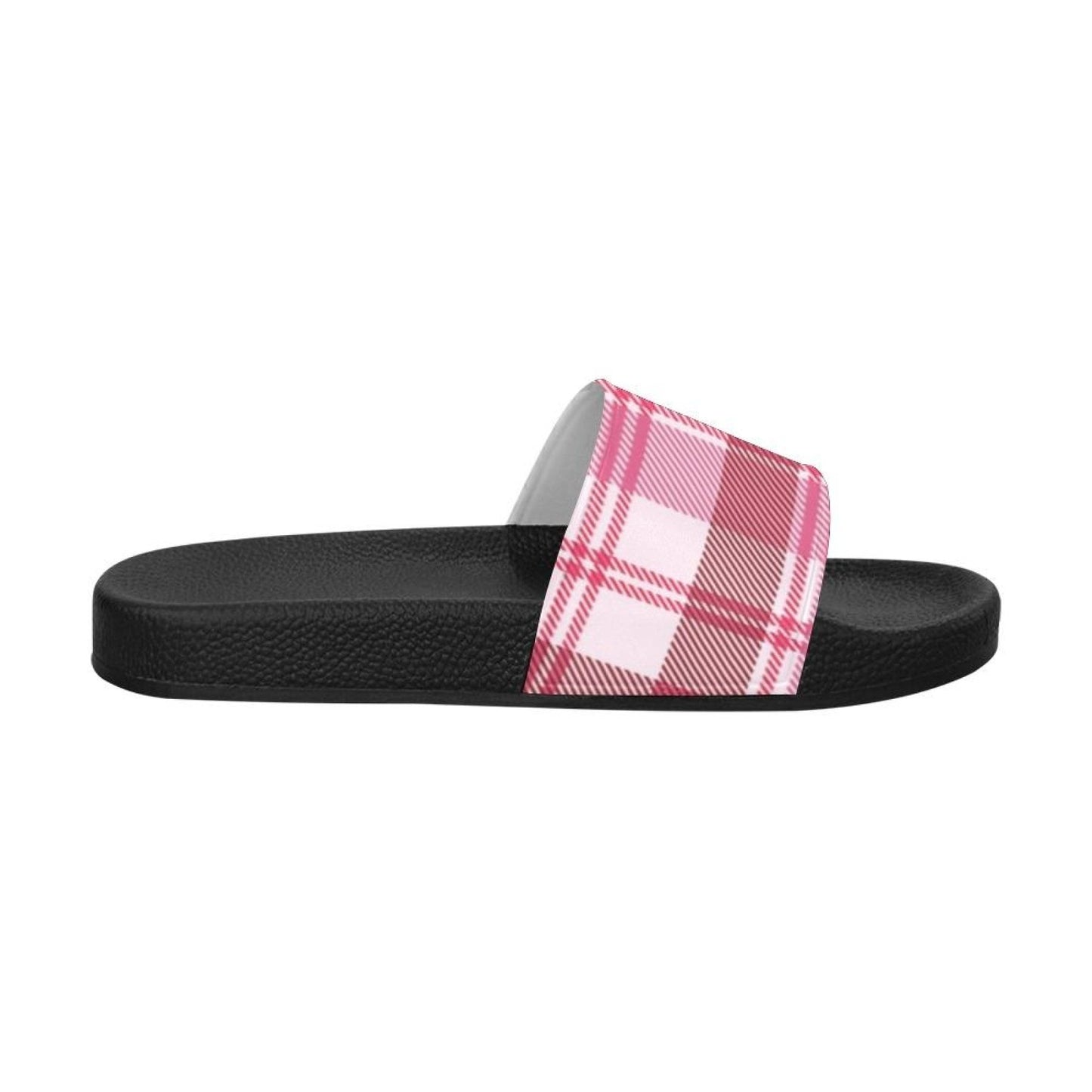 Uniquely You Womens Slides / Flip-Flop Sandals - Pink And White Plaid