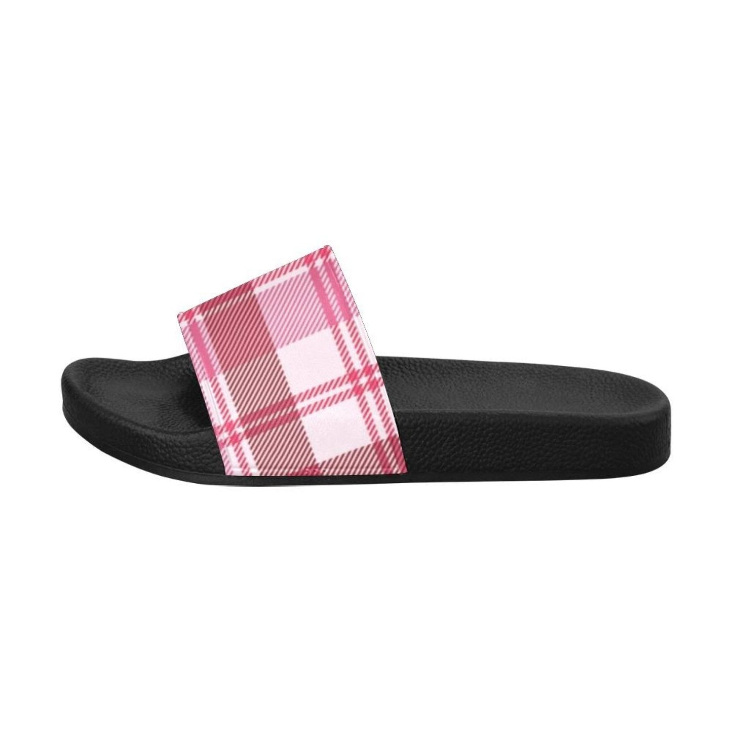 Uniquely You Womens Slides / Flip-Flop Sandals - Pink And White Plaid