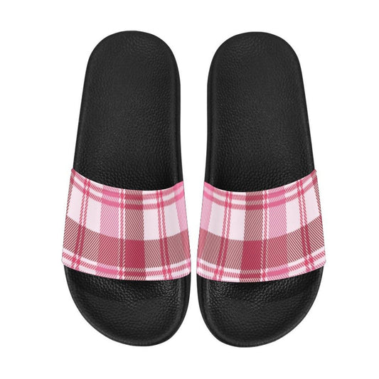 Uniquely You Womens Slides / Flip-Flop Sandals - Pink And White Plaid