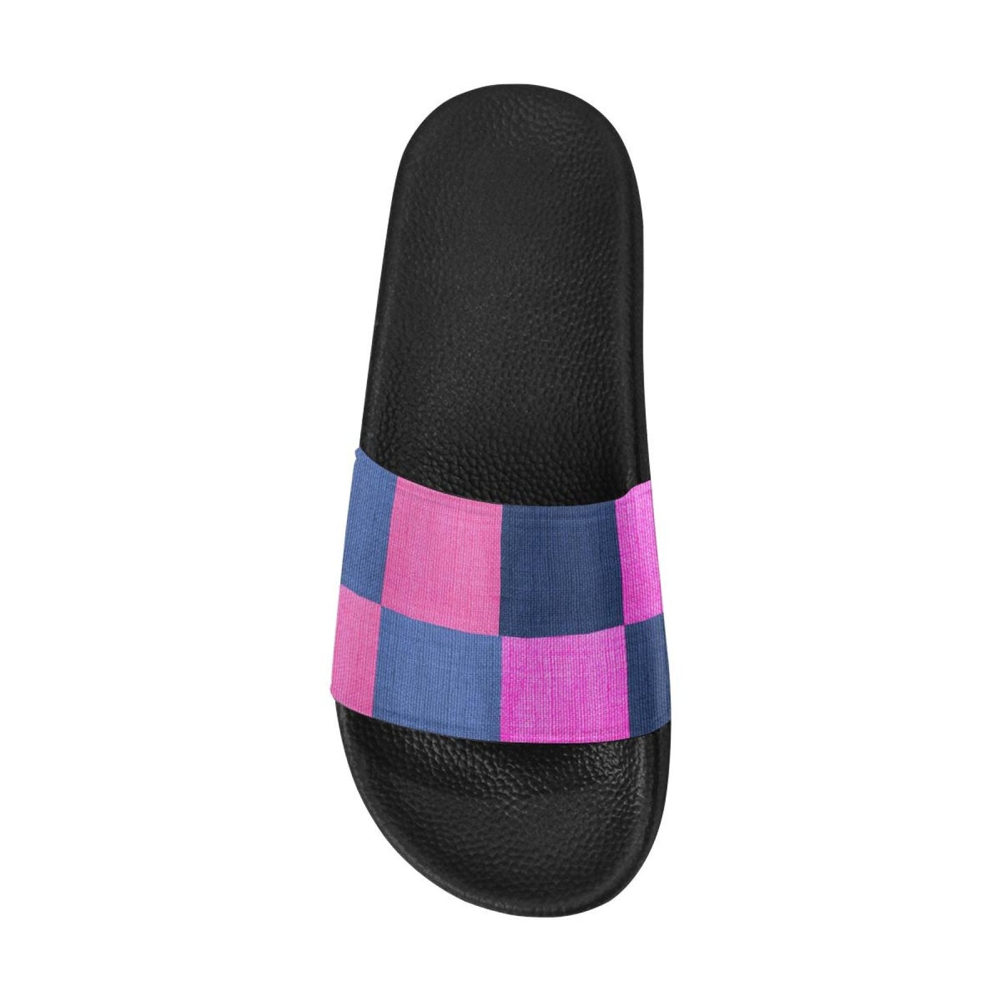 Uniquely You Womens Slides / Flip-Flop Sandals - Pink & Blue Squares