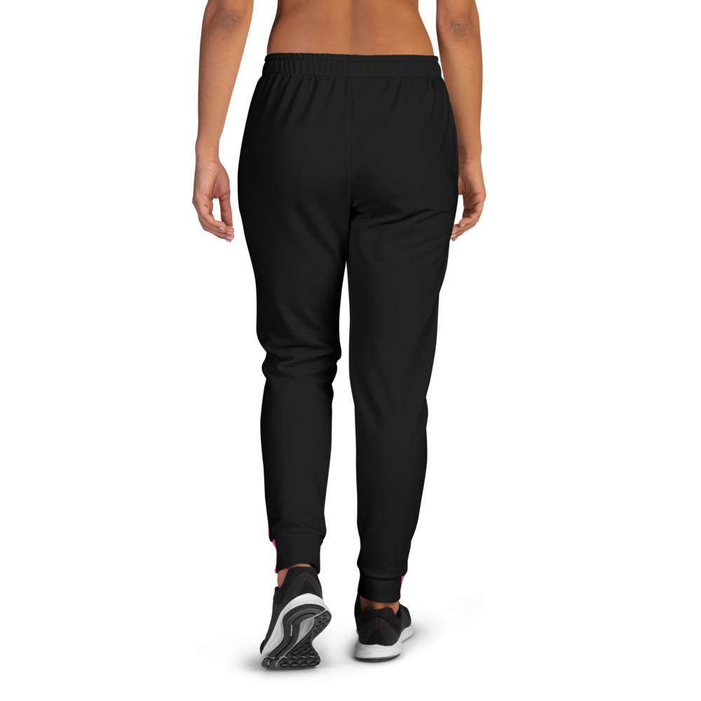 Women's Black Joggers with Pink Stripe