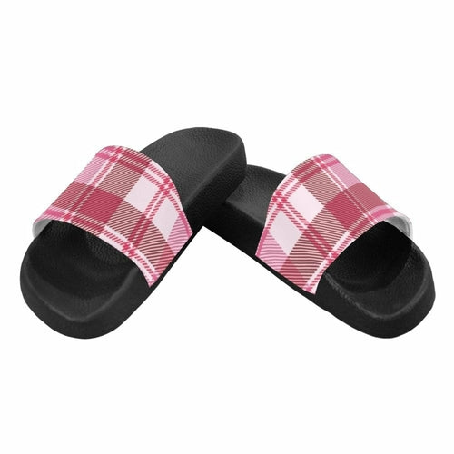 Uniquely You Womens Slides / Flip-Flop Sandals - Pink And White Plaid