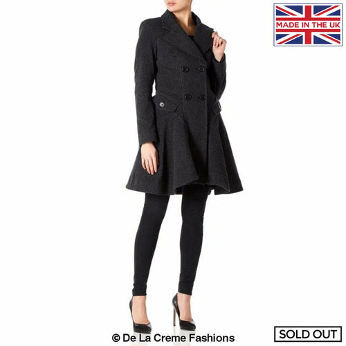 Wool Blend Double Breasted Skater Coat (1102)